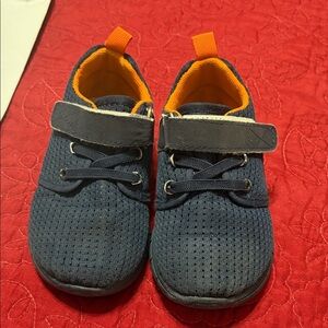 Bellanie PreOwned Boys Toddlers Navy Orange Velcro Easy On Sneakers Size 8